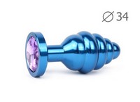 ВТУЛКА АНАЛЬНАЯ "BLUE PLUG MEDIUM" (синяя), L 80 мм D 34 мм, вес 90г, цвет кристалла светло-фиолетовый арт. ABL-15-M